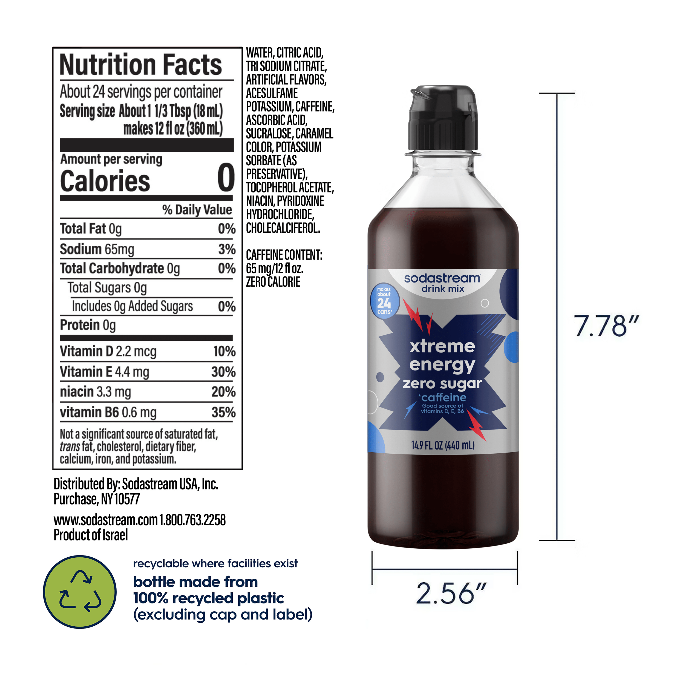 Sodastream Classics? Xtreme Energy Zero Sugar Drink Mix 4 Pack 440ml - Image 5
